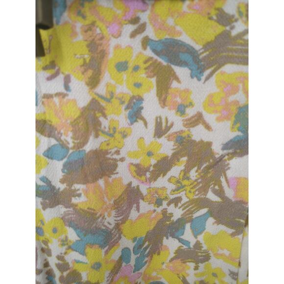 Free People Forget Me Not Mini Dress 8 Floral Ruched Short Sleeve Ivory Combo - Picture 12 of 15